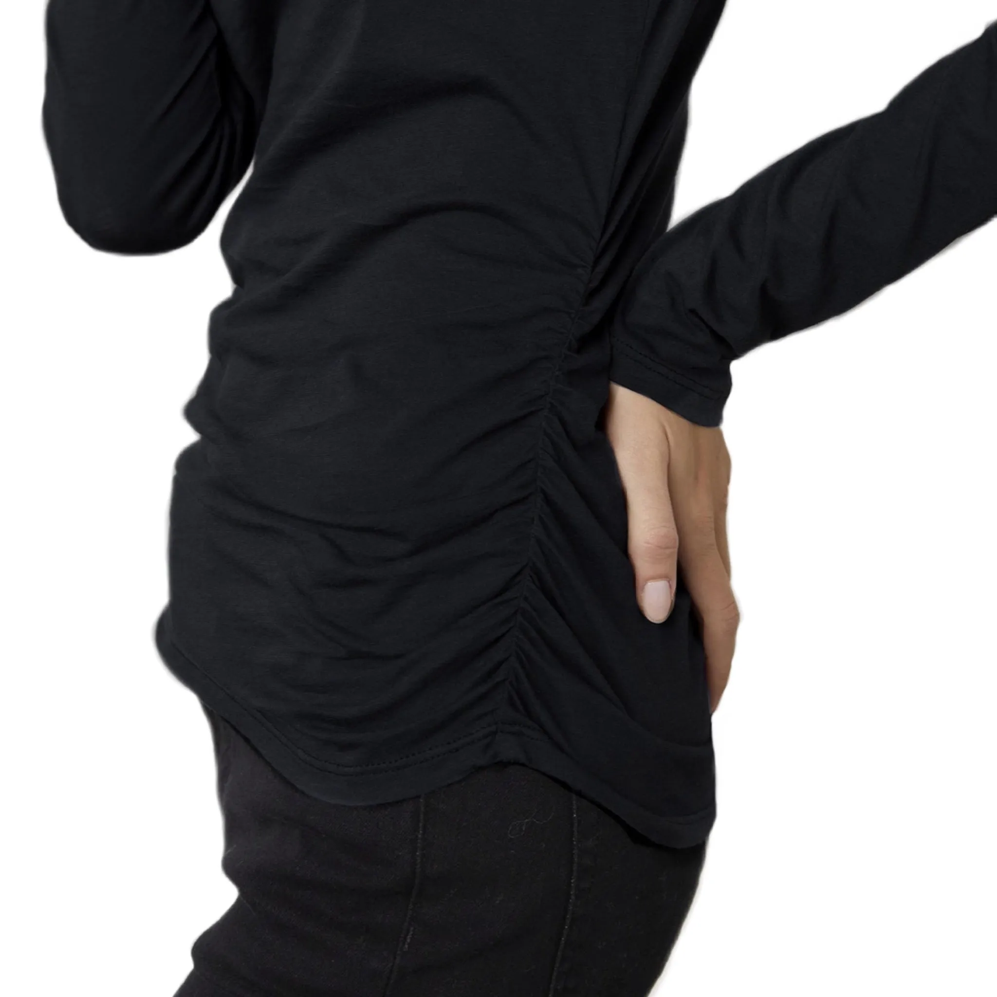 Alana Mock Neck Tee - Black.