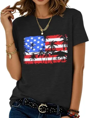 Anbech Short Sleeve Shirts for Women Cute Sunflowers Graphic Tees Loose Summer Tops