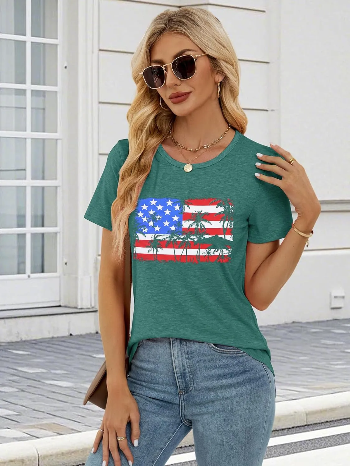 Anbech Short Sleeve Shirts for Women Cute Sunflowers Graphic Tees Loose Summer Tops