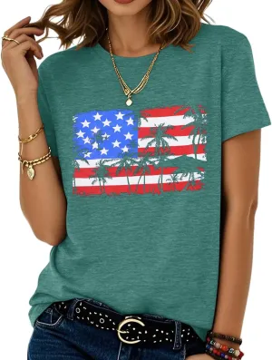 Anbech Short Sleeve Shirts for Women Cute Sunflowers Graphic Tees Loose Summer Tops