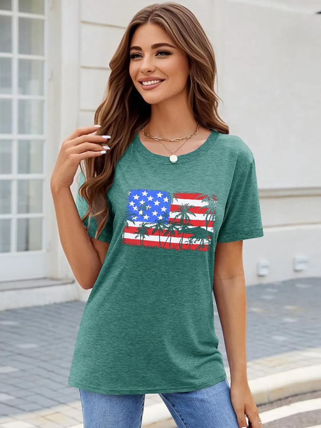 Anbech Short Sleeve Shirts for Women Cute Sunflowers Graphic Tees Loose Summer Tops