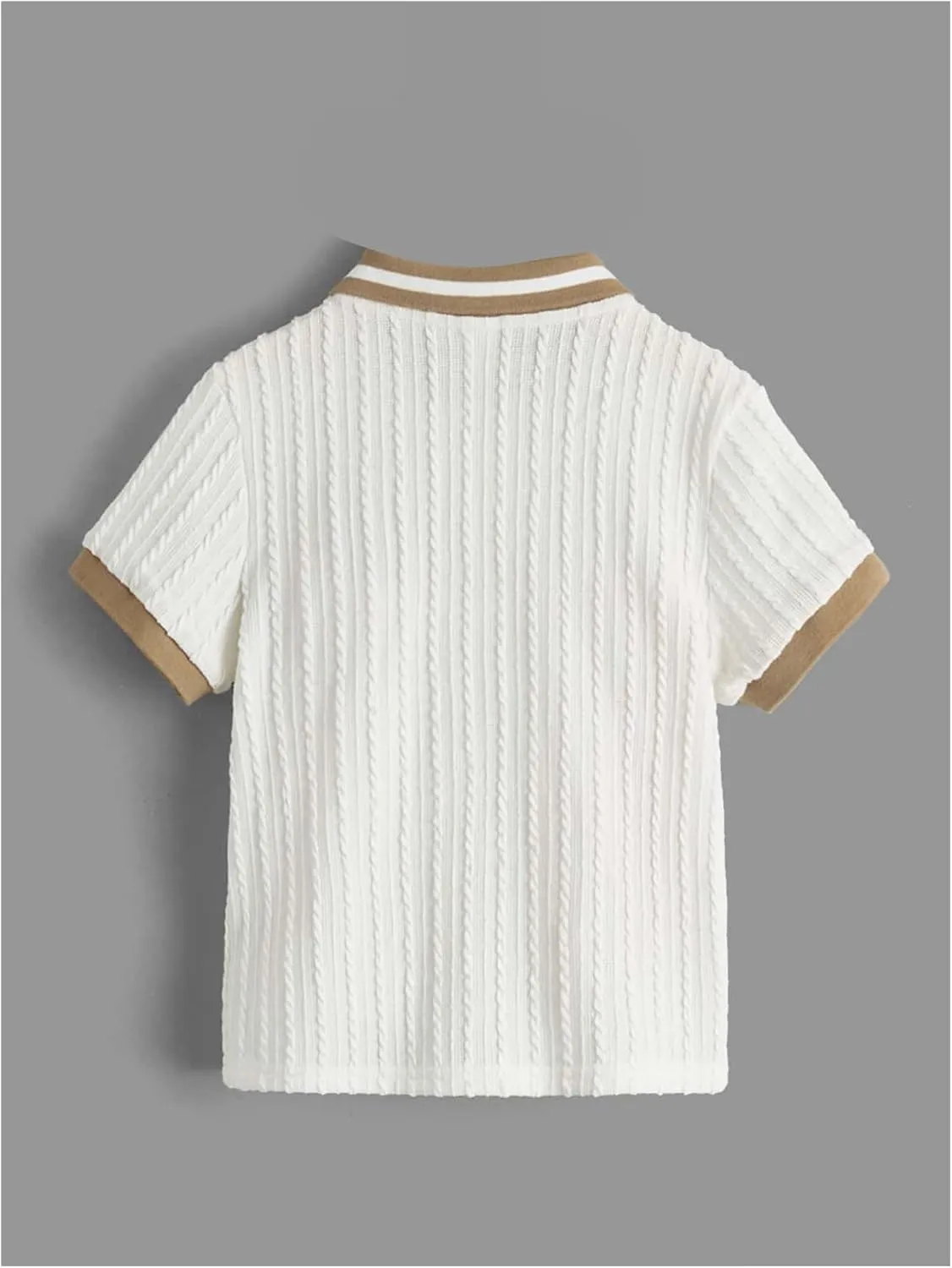 Boy's Textured Short Sleeve Collared Shirt Half Button Summer Shirts
