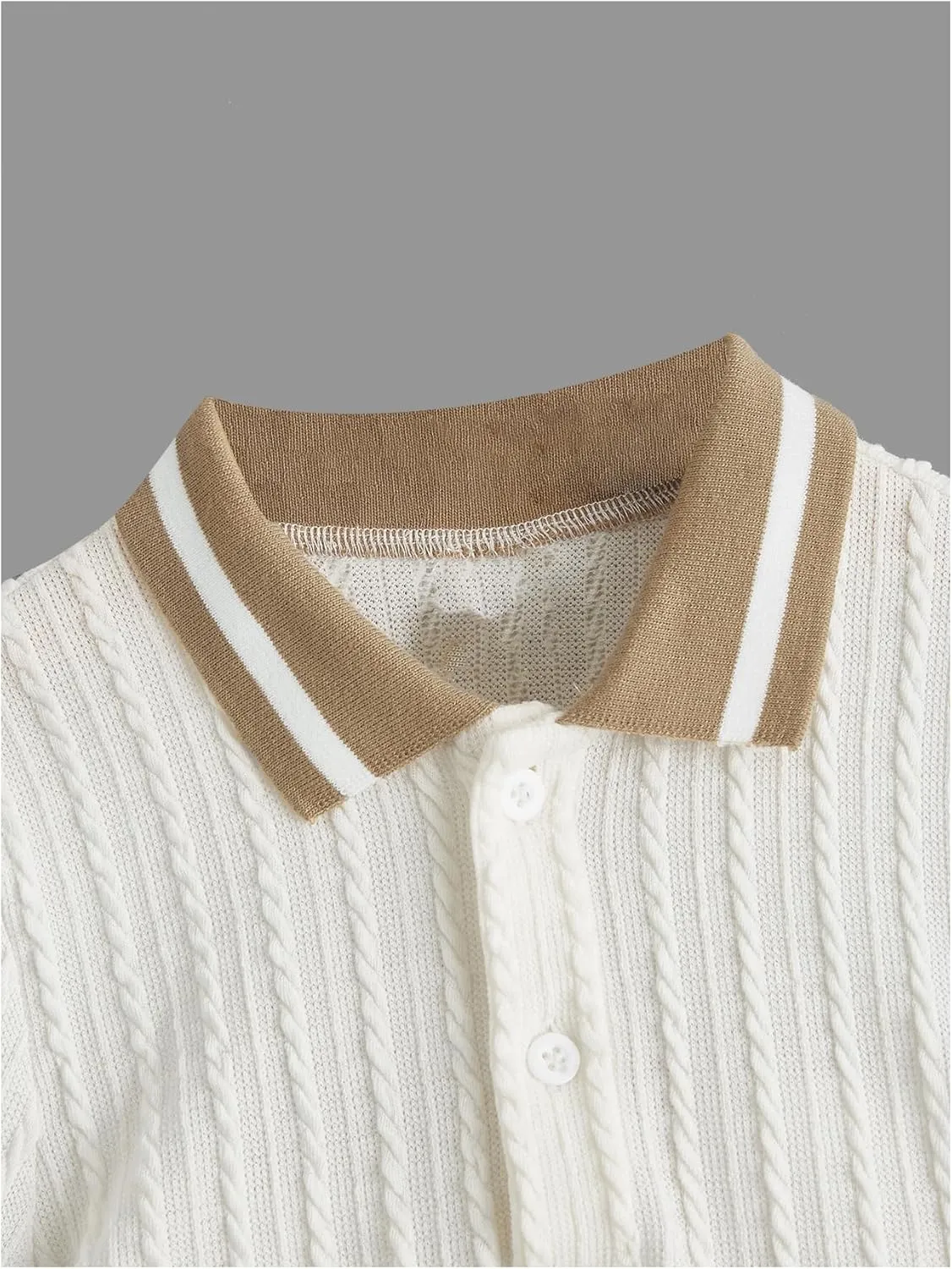 Boy's Textured Short Sleeve Collared Shirt Half Button Summer Shirts