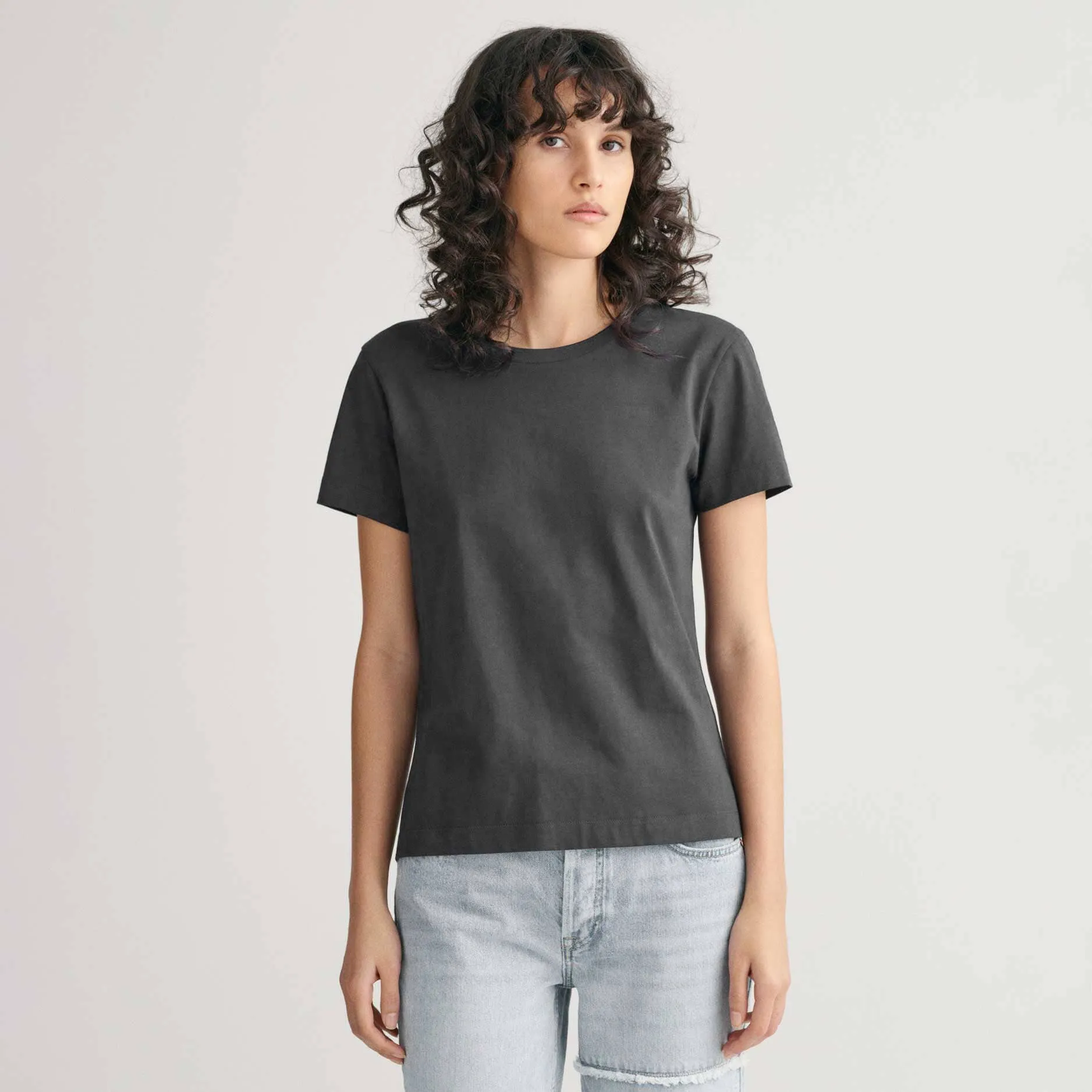 BYD Women's Short-Sleeve Tee with Feminine Cut Neck: Pure BCI Combed Cotton