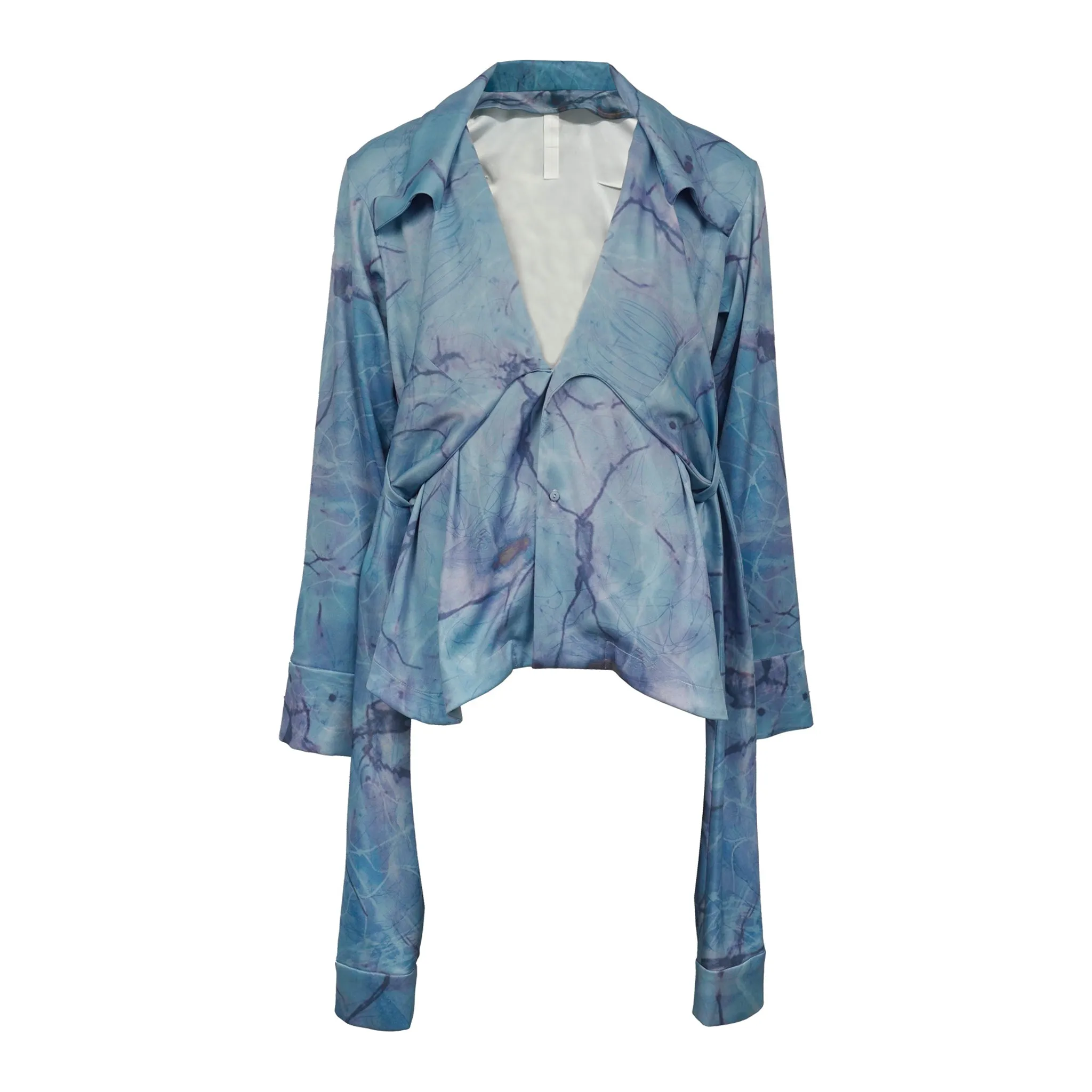 Deconstructed Knight Collar Tie-Dye Shirt