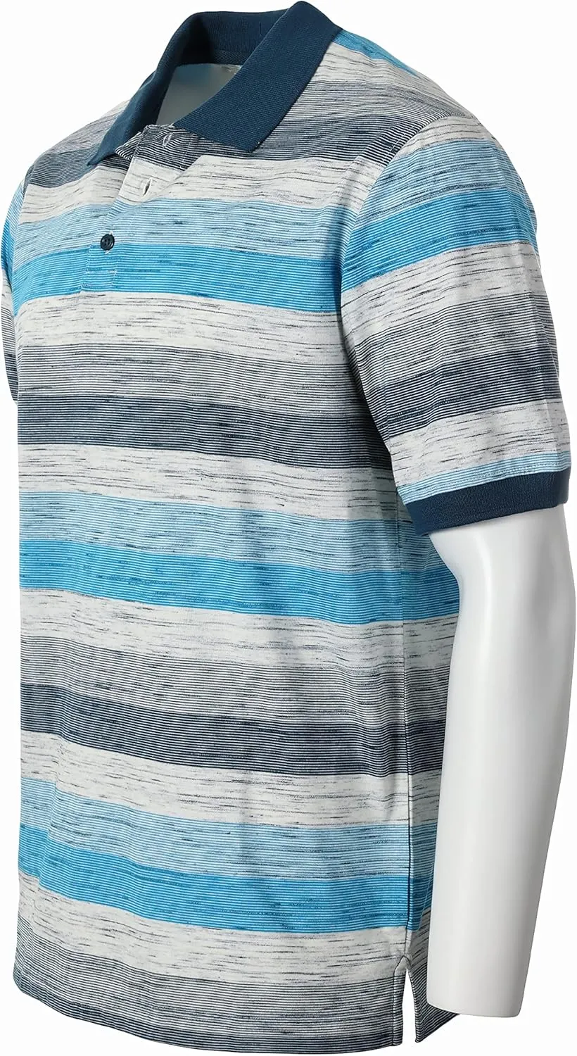 Gioberti Mens Club Stripe Polo Shirt - Short Sleeve, Regular Fit, Yarn Dye