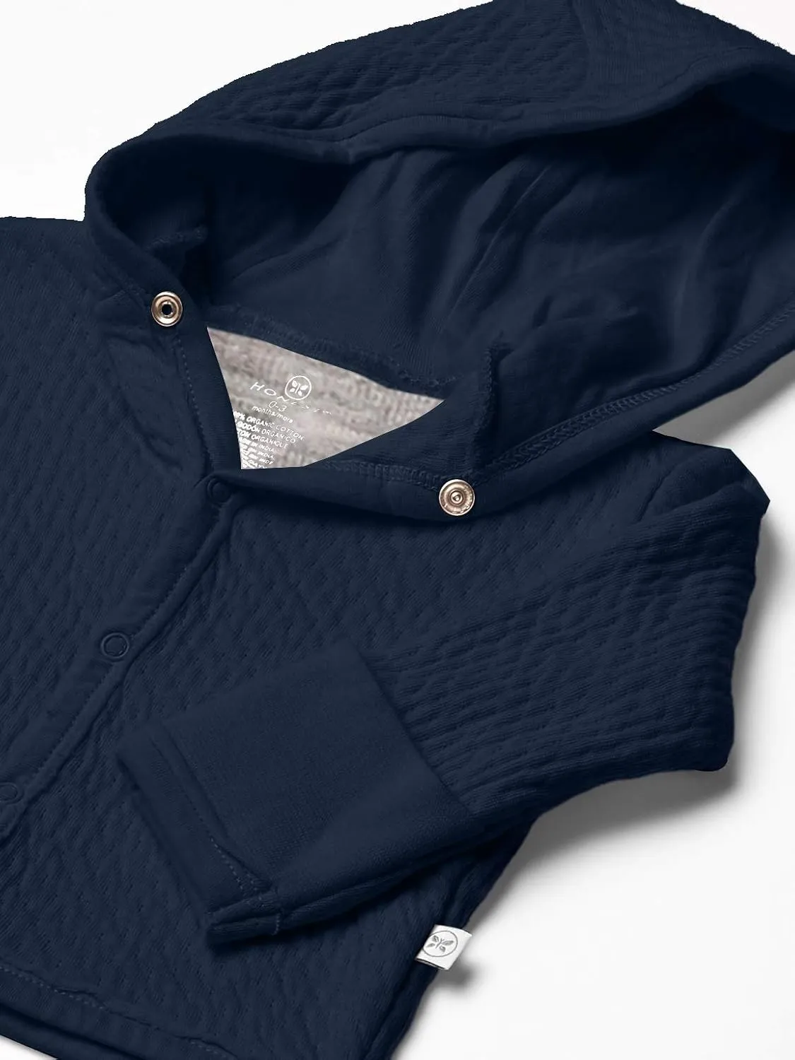 HonestBaby Matelasse Snap-Front Hoodie 100% Organic Cotton Infant Baby Boys, Girls