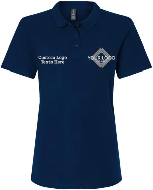 INK STITCH Women 64800L Custom Embroidery Logo Texts Cotton Pique Polo Shirts