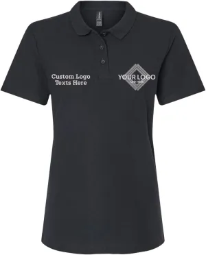 INK STITCH Women 64800L Custom Embroidery Logo Texts Cotton Pique Polo Shirts
