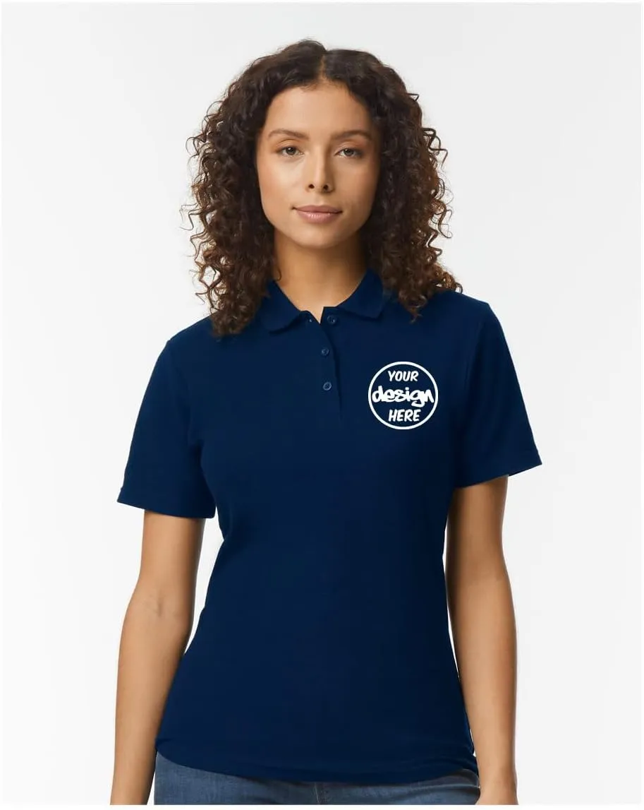 INK STITCH Women 64800L Custom Embroidery Logo Texts Cotton Pique Polo Shirts