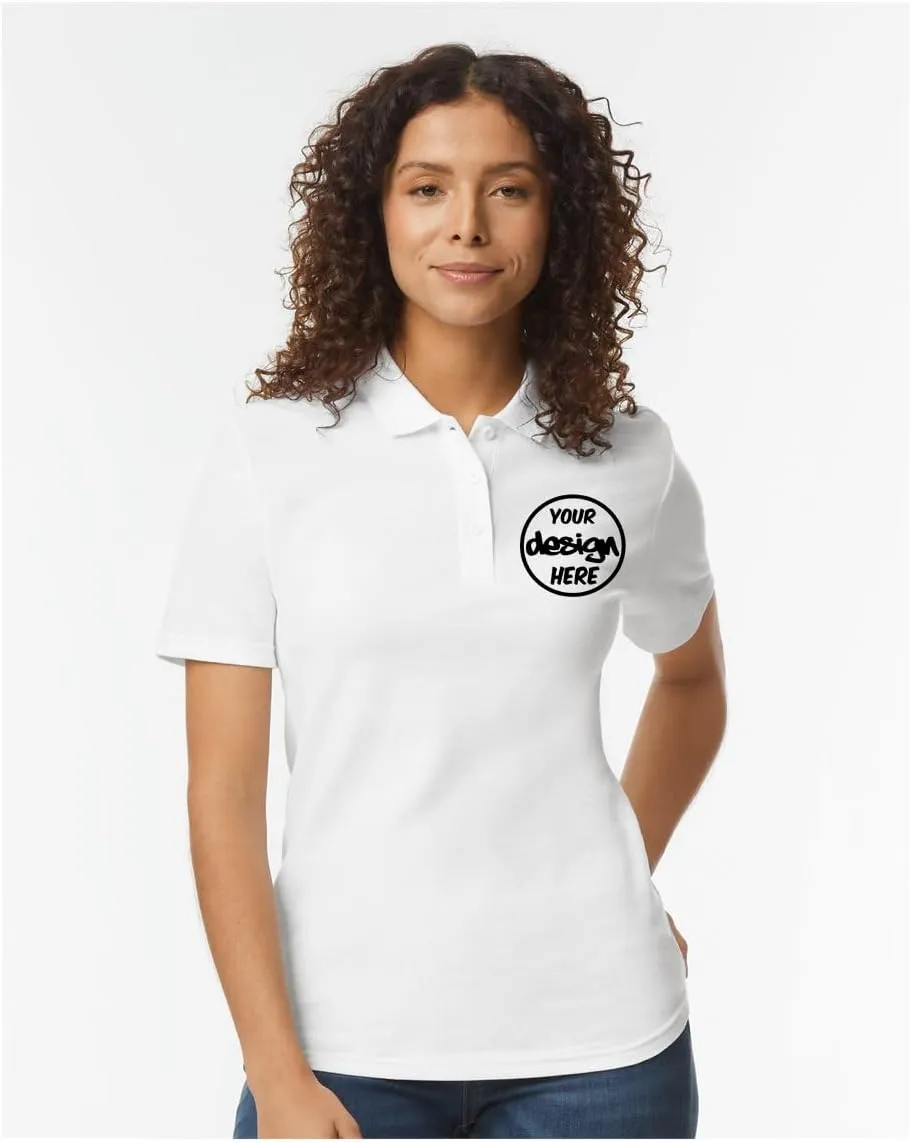 INK STITCH Women 64800L Custom Embroidery Logo Texts Cotton Pique Polo Shirts
