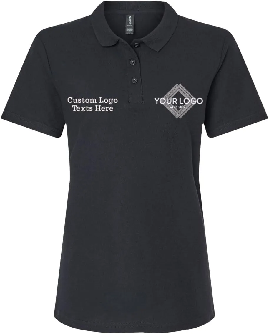 INK STITCH Women 64800L Custom Embroidery Logo Texts Cotton Pique Polo Shirts