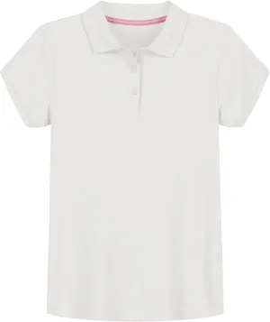 IZOD Girls' School Uniform Short Sleeve Polo Shirt, Button Closure, Comfortable & Soft Interlock Fabric