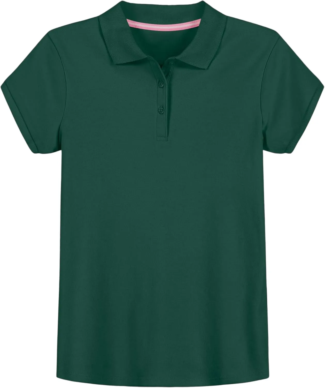 IZOD Girls' School Uniform Short Sleeve Polo Shirt, Button Closure, Comfortable & Soft Interlock Fabric