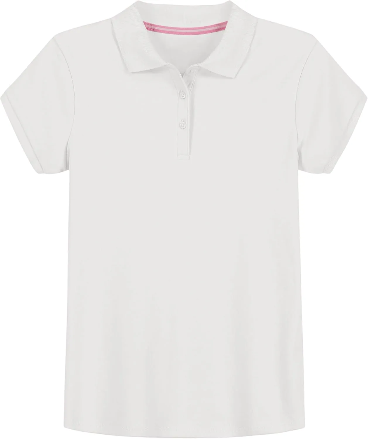 IZOD Girls' School Uniform Short Sleeve Polo Shirt, Button Closure, Comfortable & Soft Interlock Fabric