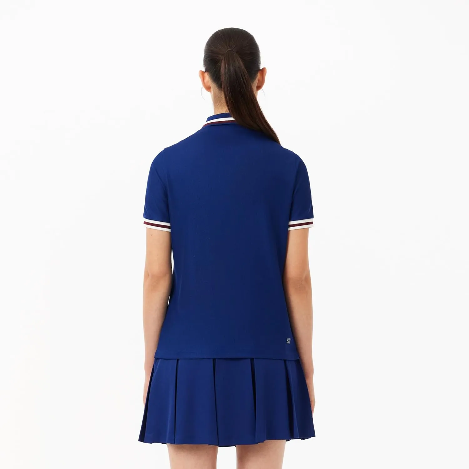 Lacoste Women's Sport Pique Tennis Polo Shirt with Contrast Striped Collar
