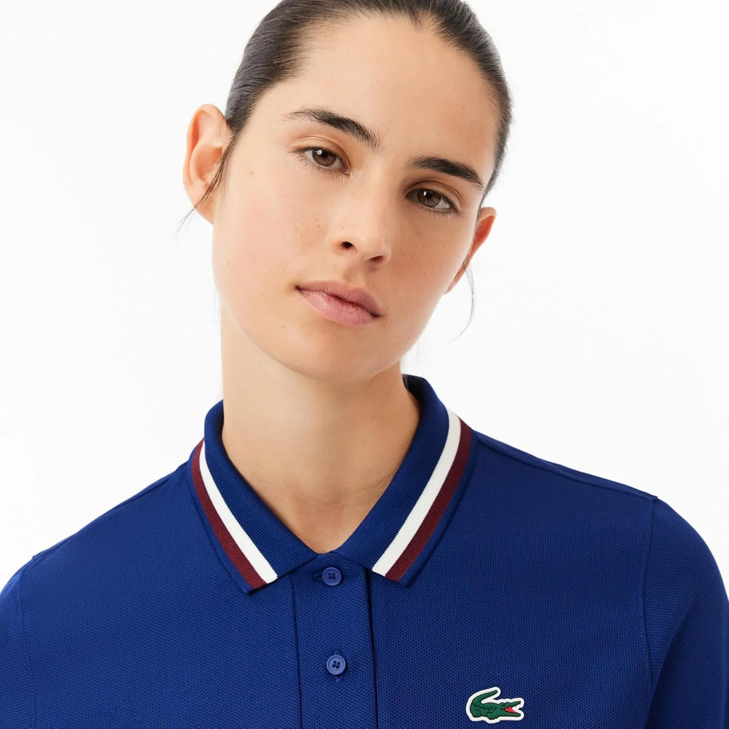 Lacoste Women's Sport Pique Tennis Polo Shirt with Contrast Striped Collar