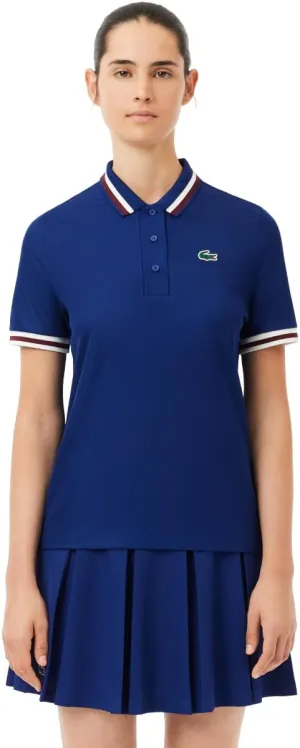 Lacoste Women's Sport Pique Tennis Polo Shirt with Contrast Striped Collar