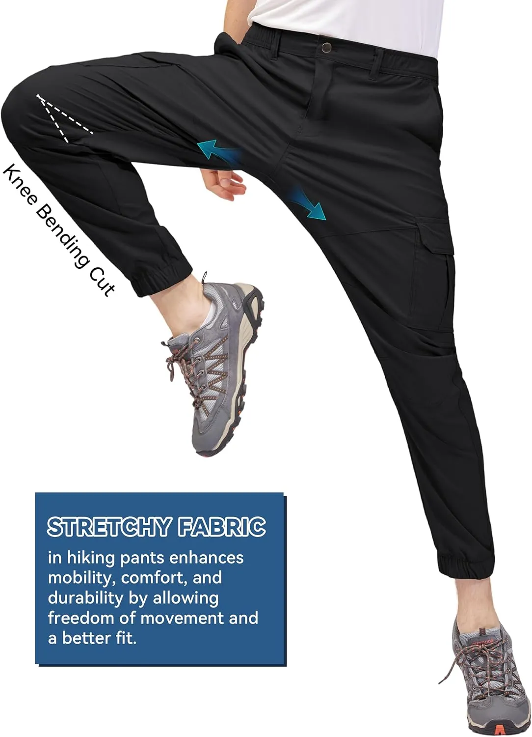 Men Waterproof Hiking Pants,Slim Fit Hiking Joggers for Mens, Stretch Lightweight Cargo Pants with Pockets