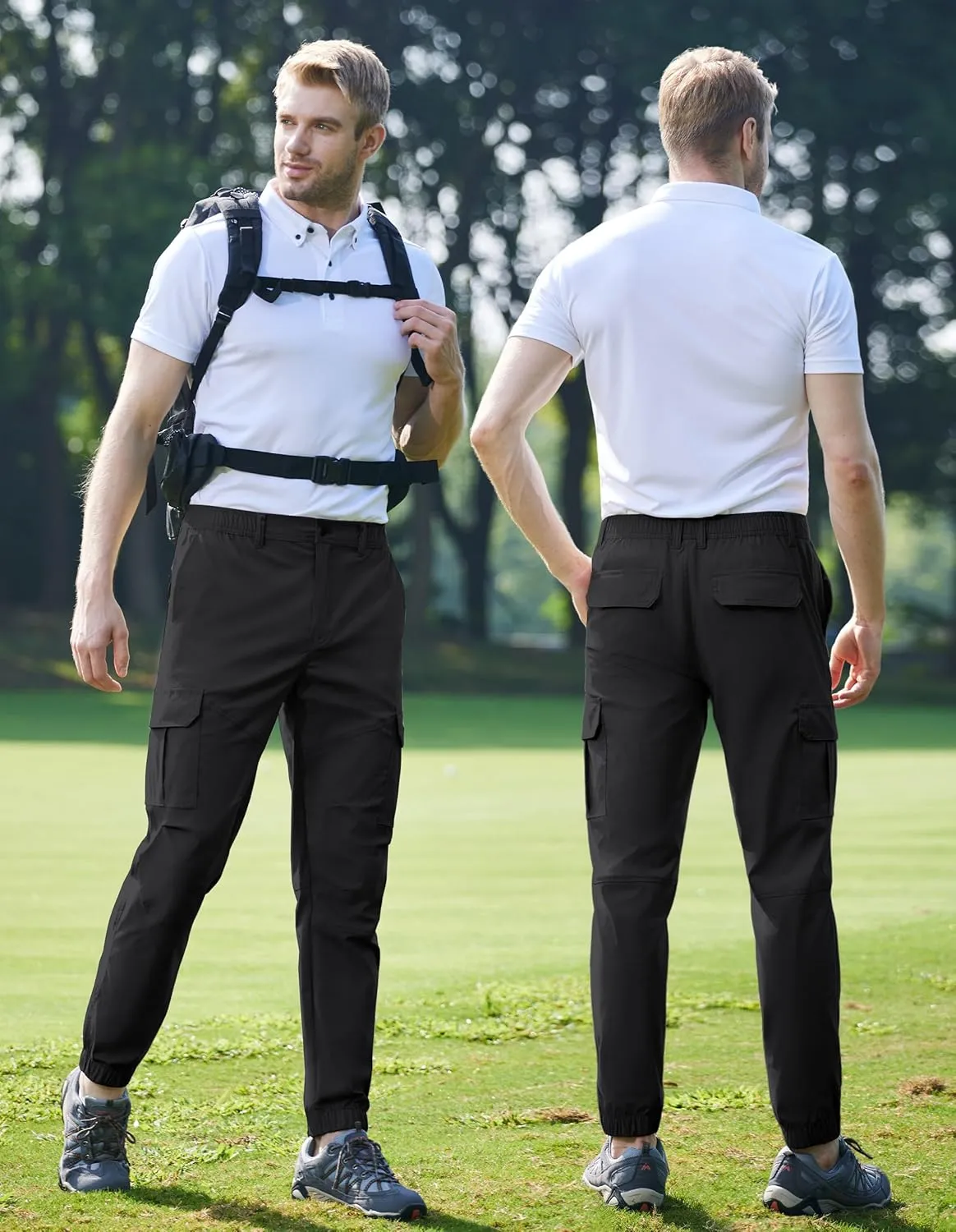 Men Waterproof Hiking Pants,Slim Fit Hiking Joggers for Mens, Stretch Lightweight Cargo Pants with Pockets