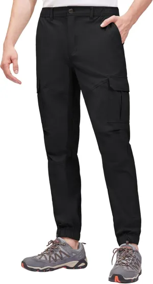 Men Waterproof Hiking Pants,Slim Fit Hiking Joggers for Mens, Stretch Lightweight Cargo Pants with Pockets