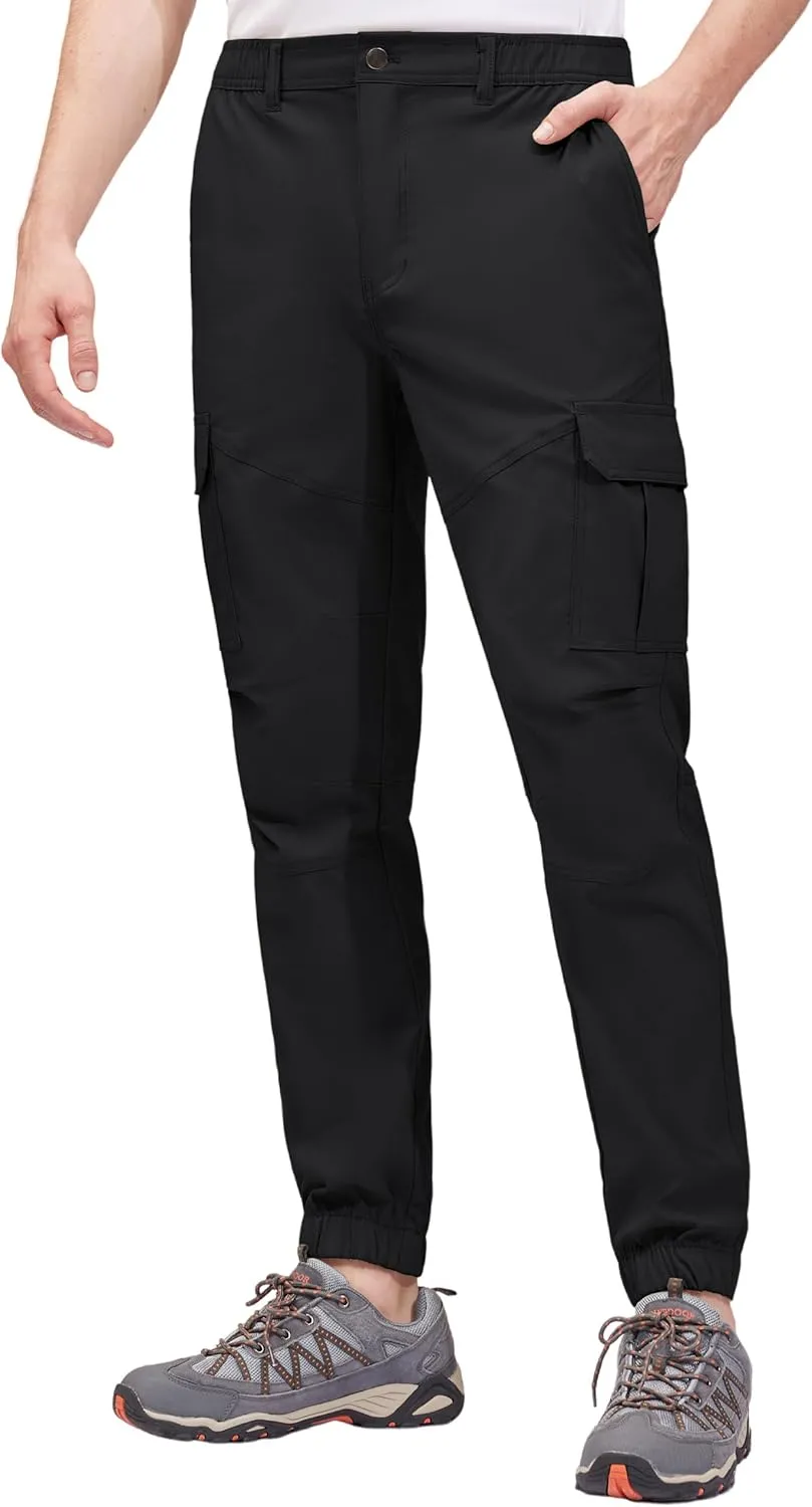 Men Waterproof Hiking Pants,Slim Fit Hiking Joggers for Mens, Stretch Lightweight Cargo Pants with Pockets