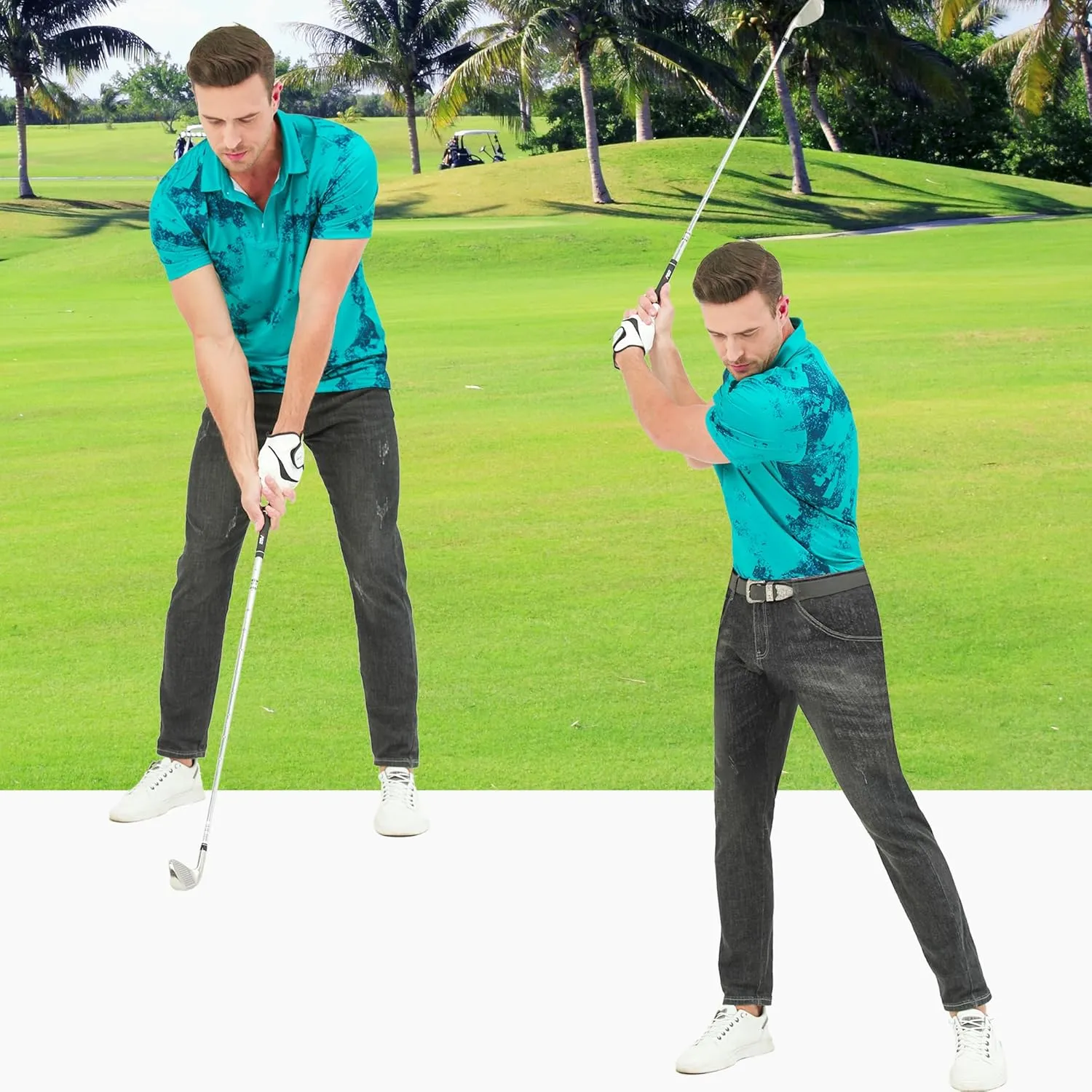 Men's Golf Shirts-Moisture Wicking Dry Fit Performance Recycled Polo Short Sleeve for Bussiness Casual Tennis