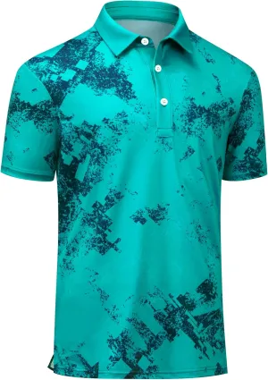 Men's Golf Shirts-Moisture Wicking Dry Fit Performance Recycled Polo Short Sleeve for Bussiness Casual Tennis