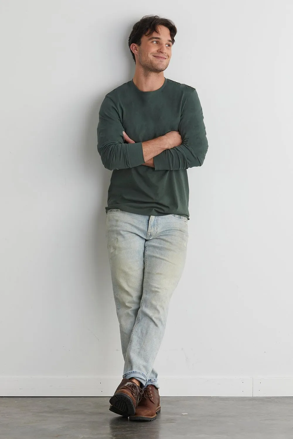 Men's Organic All-Cotton Long Sleeve Crew Neck T-Shirt