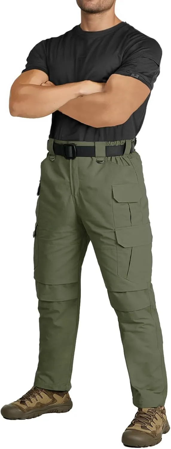 Men's Tactical Cargo Pants, Lightweight Water-Resistant, Ripstop Fabric for Hiking, Work, Outdoor Activities