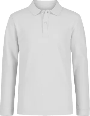 Nautica Boys' School Uniform Long Sleeve Polo Shirt, Button Closure, Comfortable, Breathable Fabric