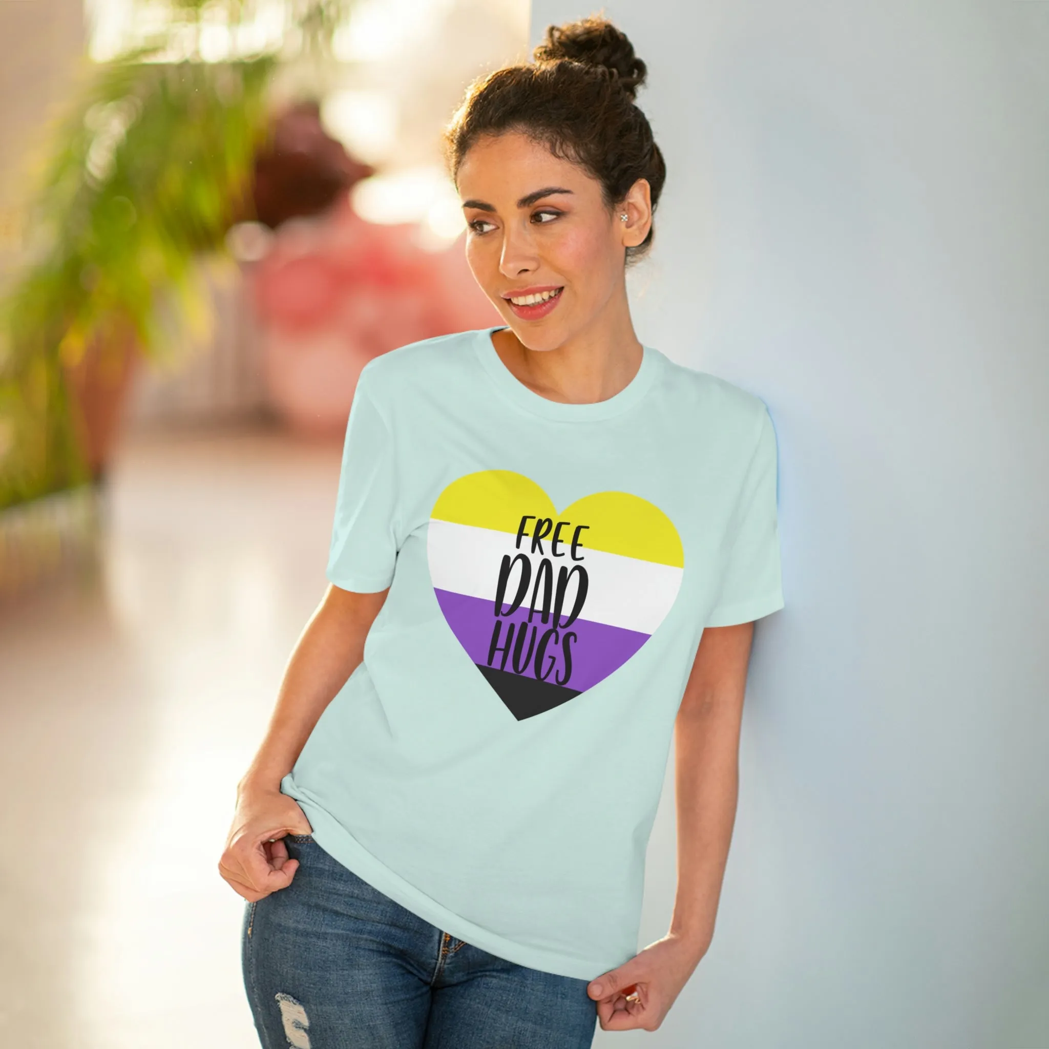 Non Binary Pride Flag T-shirt Unisex Size - Free Dad Hugs