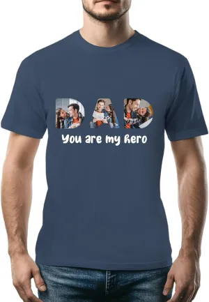 Personalized Fathers Day T-Shirt, Custom Best Gifts for Dad from Daughter Kids Wife, Customized Birthday Present