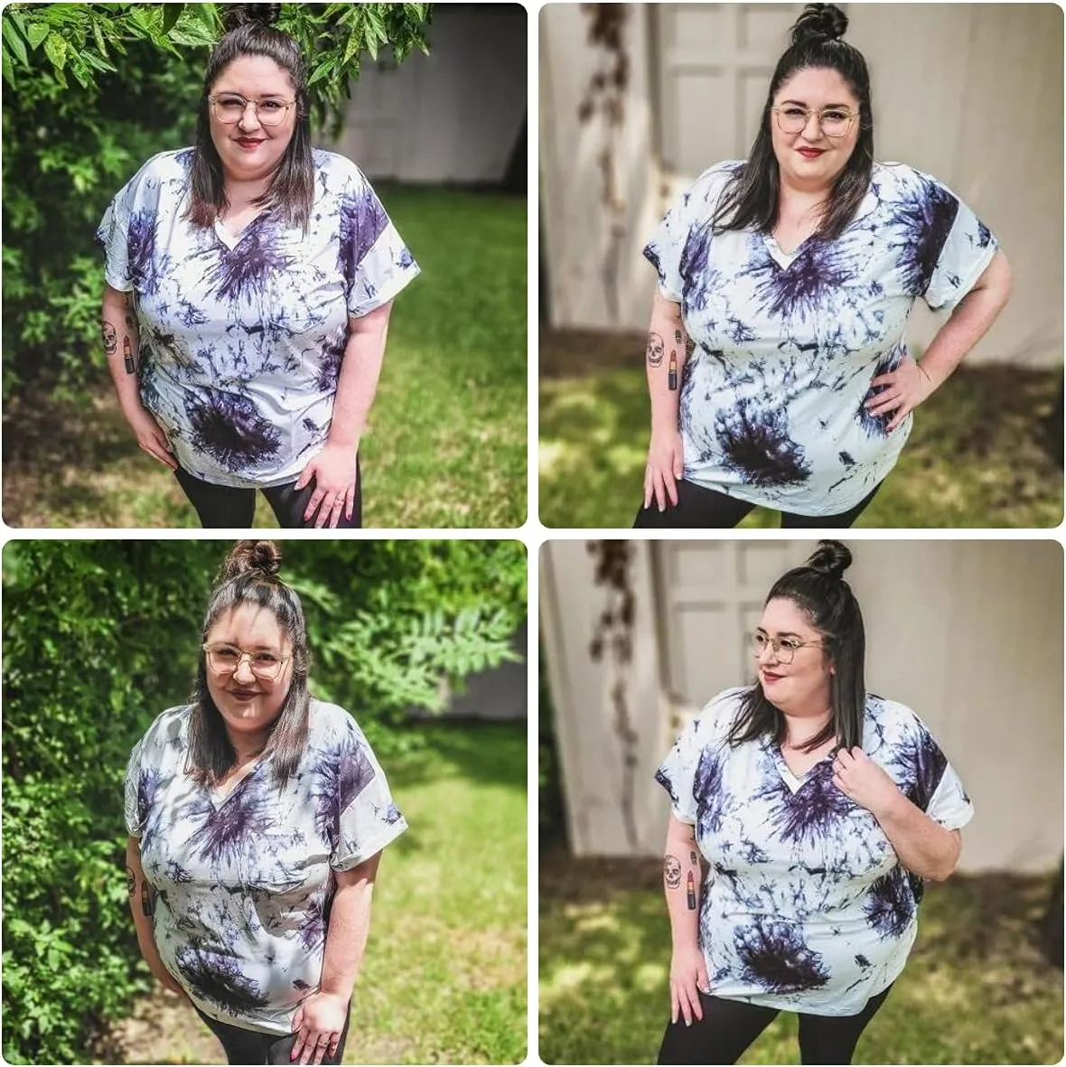RITERA Plus Size Tops for Women Tie Dye Summer T Shirts V Neck Short Sleeve Casual Tee Tops with Front Pocket XL-5XL