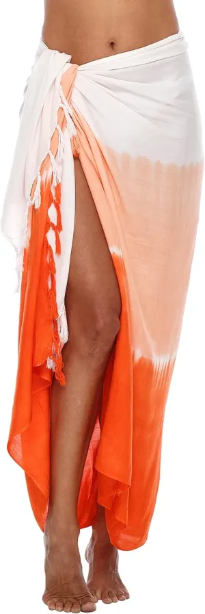 SHU-SHI Sarong Wraps For Women Beach Cover Up Skirt Swimsuit Wrap Pareo Coverups Ombre Tie Dye