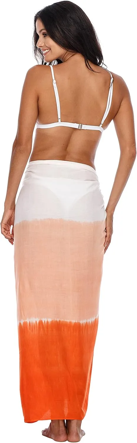 SHU-SHI Sarong Wraps For Women Beach Cover Up Skirt Swimsuit Wrap Pareo Coverups Ombre Tie Dye
