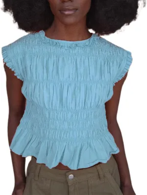 Smocked Top Y2k Women Cap Sleeve Shirred Ruffle Crop Tank Peplum Summer Sleeveless Going Out Vest Shirt Streetwear