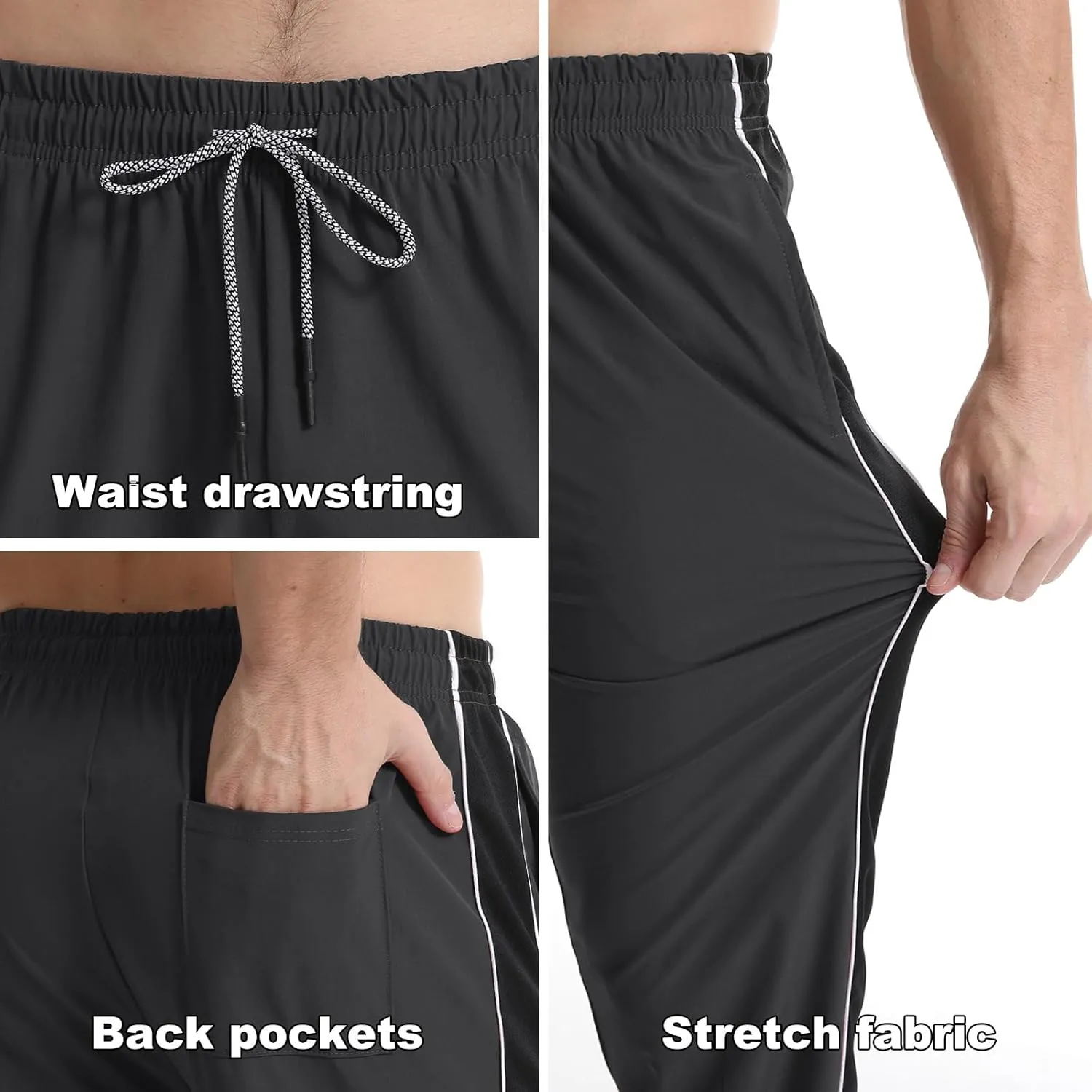 Suwangi Men's Athletic Running Pants Active Lightweight Workout Joggers Quick Dry Gym Loose Fit Sweatpants with Pockets