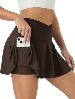 Tennis Skirt for Women High Waisted Golf Skirts with Pockets Shorts Crossover Athletic Pleated Skorts