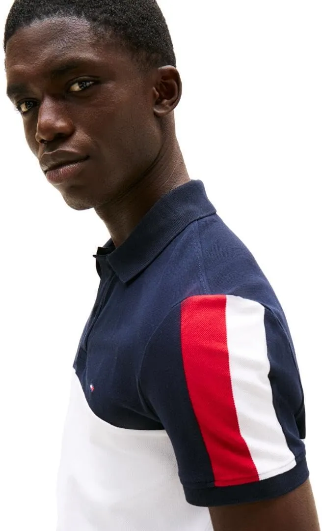Tommy Hilfiger Men's Short Sleeve Casual Polo Shirts in Regular Fit with Stretch and Colorblock Designs