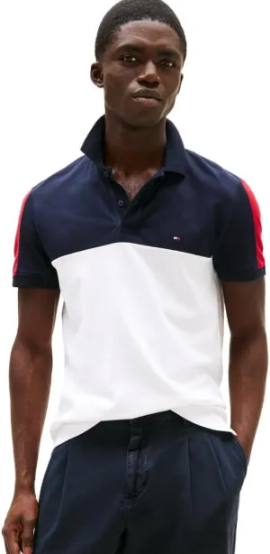 Tommy Hilfiger Men's Short Sleeve Casual Polo Shirts in Regular Fit with Stretch and Colorblock Designs