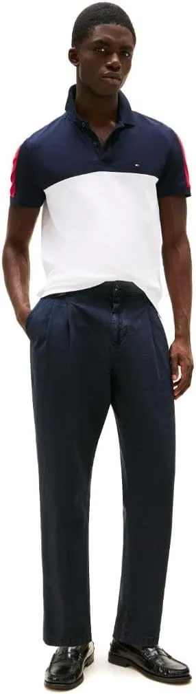 Tommy Hilfiger Men's Short Sleeve Casual Polo Shirts in Regular Fit with Stretch and Colorblock Designs
