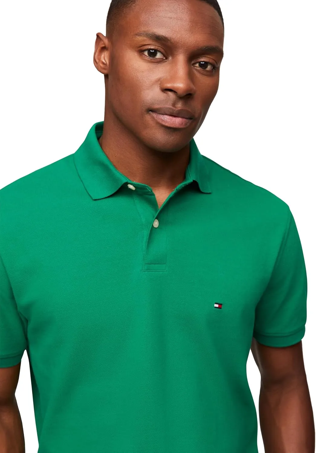 Tommy Hilfiger Men's Short Sleeve Polo Shirts in Regular Fit with Stretch and Organic Pique Cotton