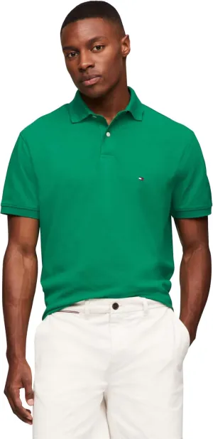 Tommy Hilfiger Men's Short Sleeve Polo Shirts in Regular Fit with Stretch and Organic Pique Cotton